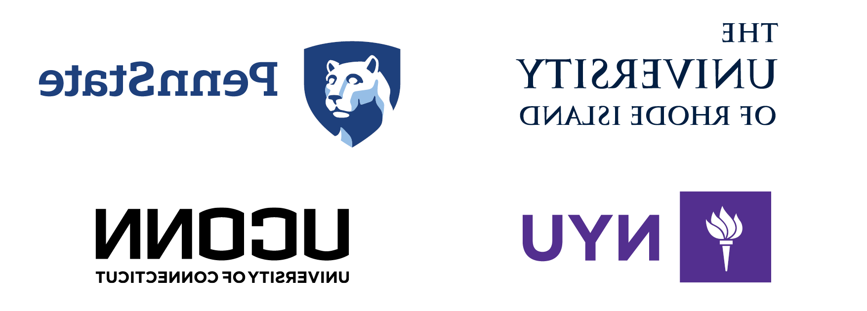 Logos of Doctor of Physical Therapy undergraduate programs: The University of Rhode Island, Penn State, NYU, University of Connecticut