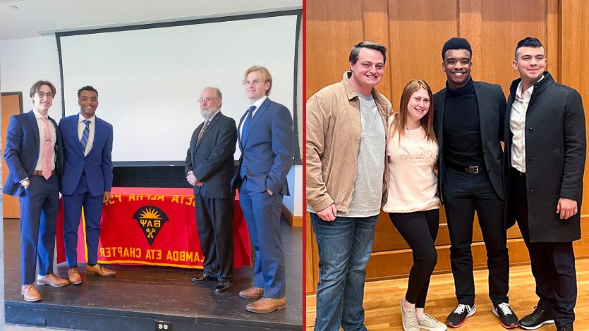 Street at the 2024 Board Elections (left photo) and a Beta Alpha Psi Fraternity event (right photo)